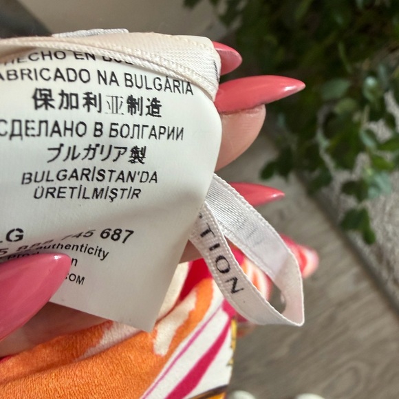 VERSACE - “AUTHENTIC” Red and Orange Patterned Midi Dress - Picture 8 of 8